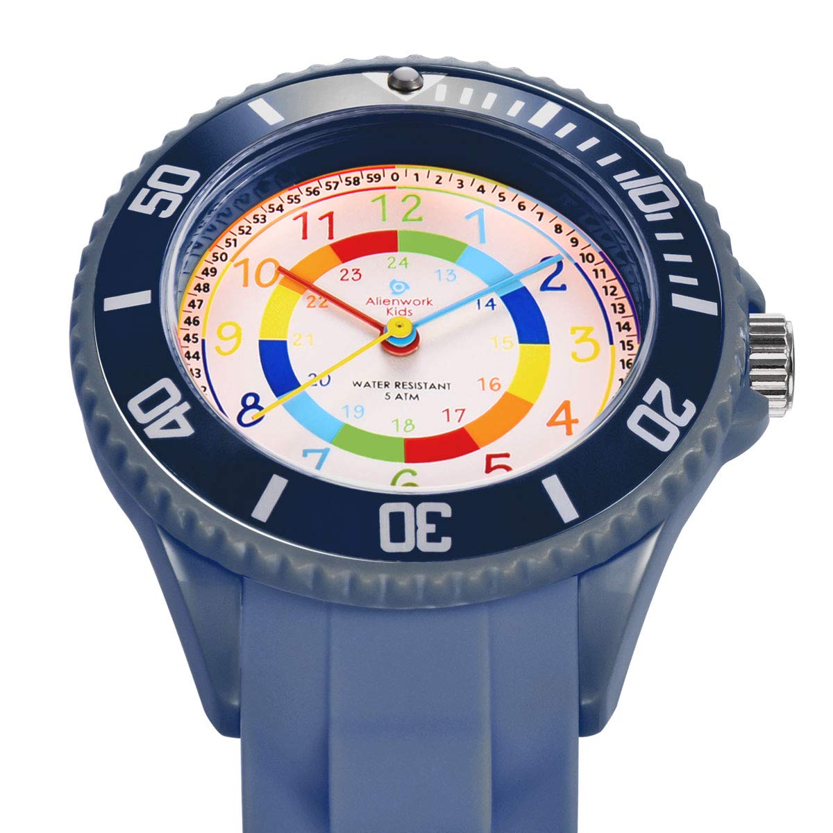 Alienwork Kids Orologio di Apprendimento Bambini Ragazzi Ragazze Tempo di Apprendimento Impermeabile 5 ATM