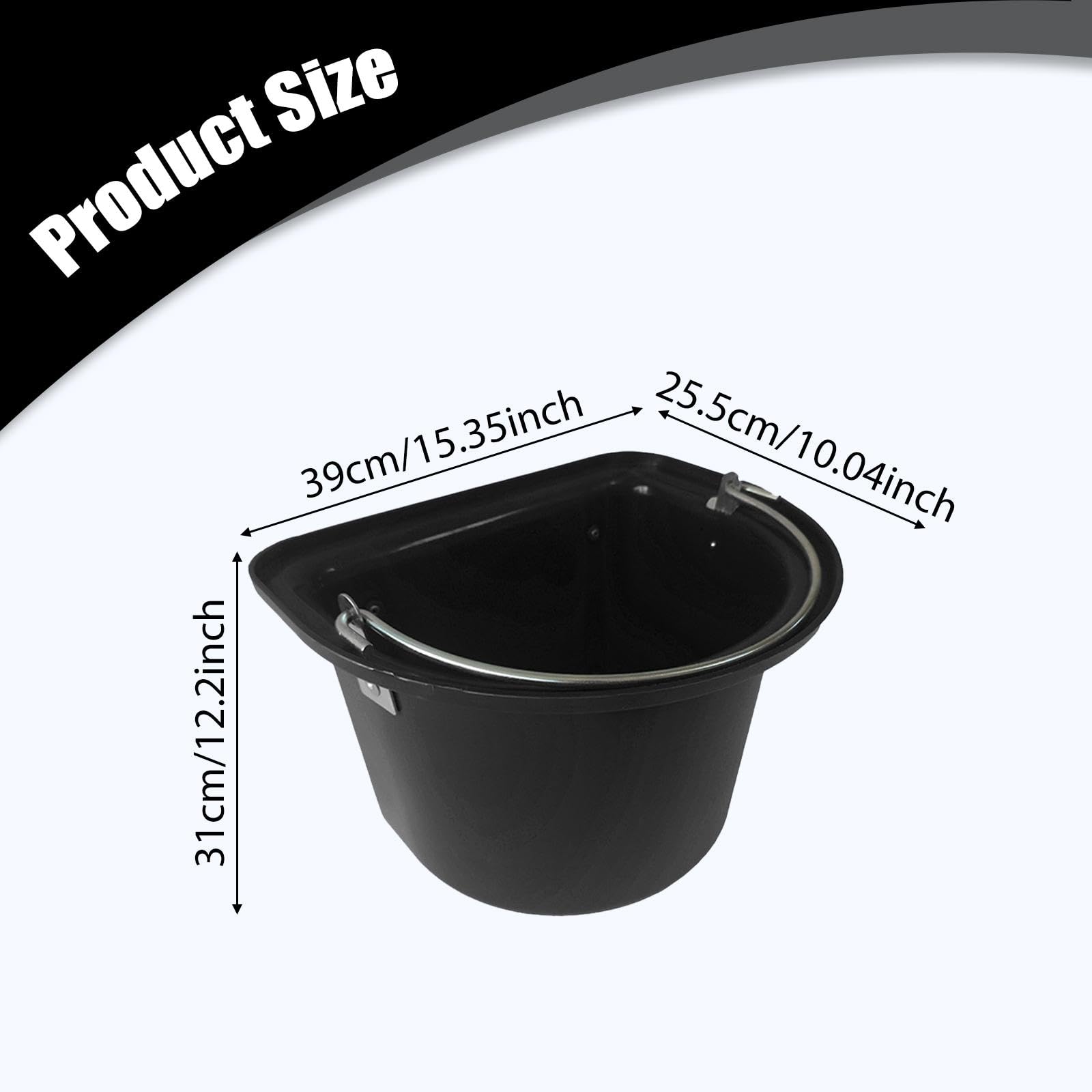 Cubo para de Caballos, Contenedor de Alimentación para Ganado, Resistente, Fácil de Limpiar, con Forma de D, Exterior, Resistente.