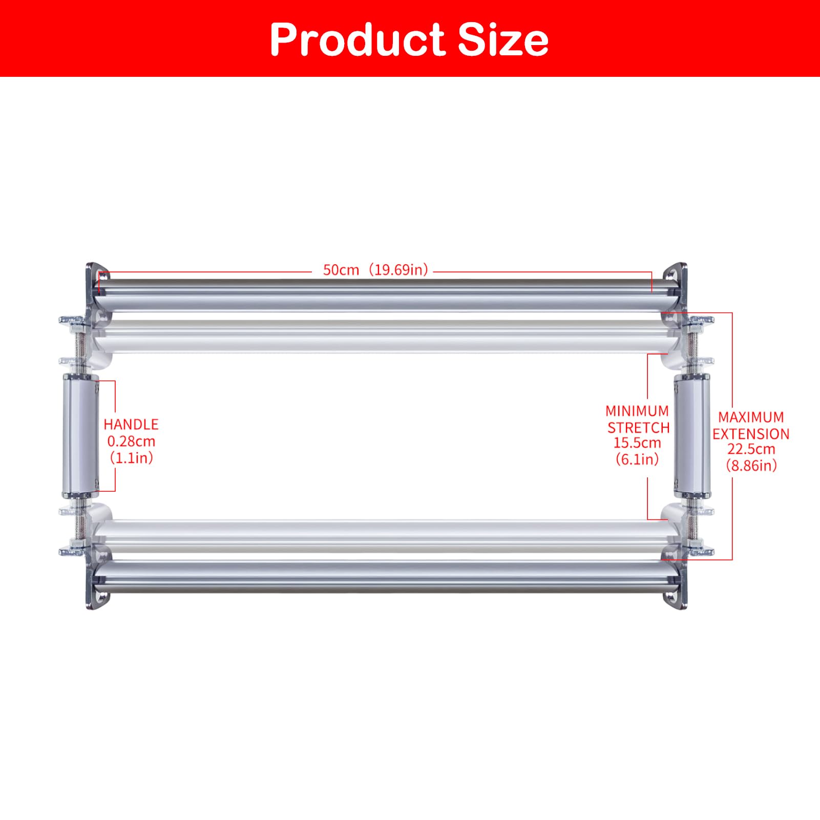 Couple Embroidery Art Embroidery Clip Frame Cross Stitch 4 Slot Presser Heavy Duty Embroidery Bandage Embroidery Frame Needlepoint Frame Embroidery Scroll Frame Embroidery Frames (Silver, 50cm)
