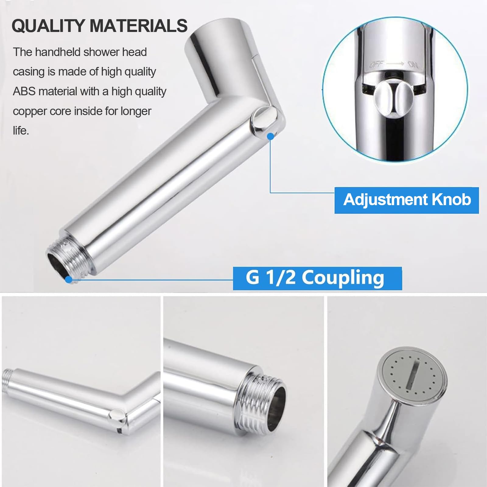 Spruzzatore per Bidet Tenuto in Mano, Bidet Portatile Kit Doccetta, Spruzzatore per WC in ABS, Testa per Ugello Bidet Toilette Atomizzatore Regolabile Doccetta per Pulizia, Igiene Personale, 1 Pezzo