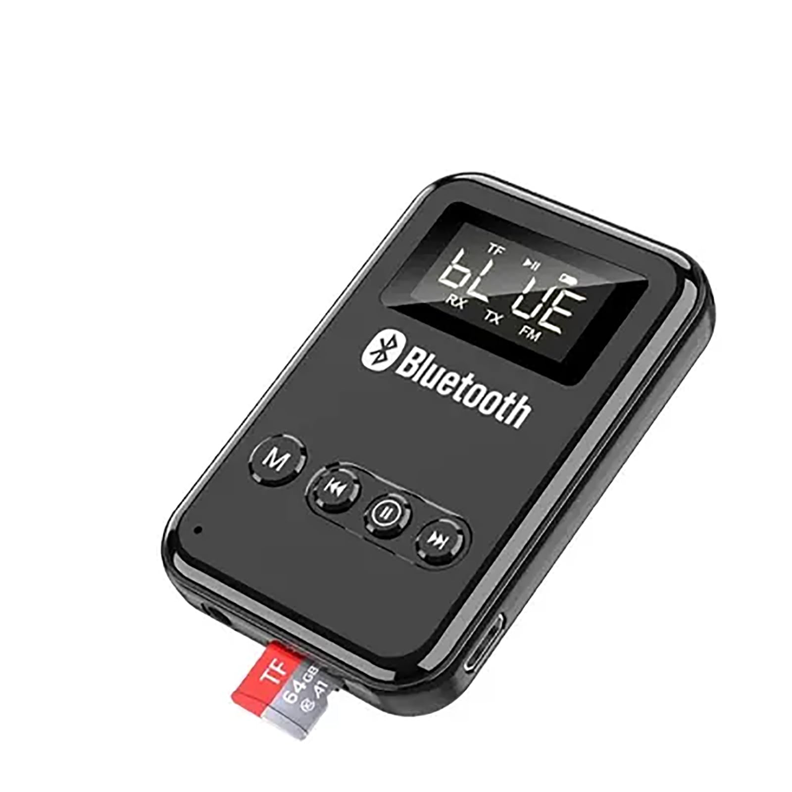 Receptor De Transmisor Bluetooth 5.0, Adaptador De Transceptor Recargable Inalámbrico Portátil Con Conector De 3,5 Mm, Compatible Con Reproducción De Tarjeta TF/transmisión De FM, Para Altavoces