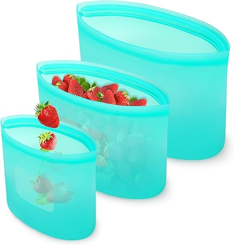 Bolsas de almacenamiento de silicona reutilizables aptas para lavavajillas, microondas, bolsas de silicona sin BPA, bolsas reutilizables para