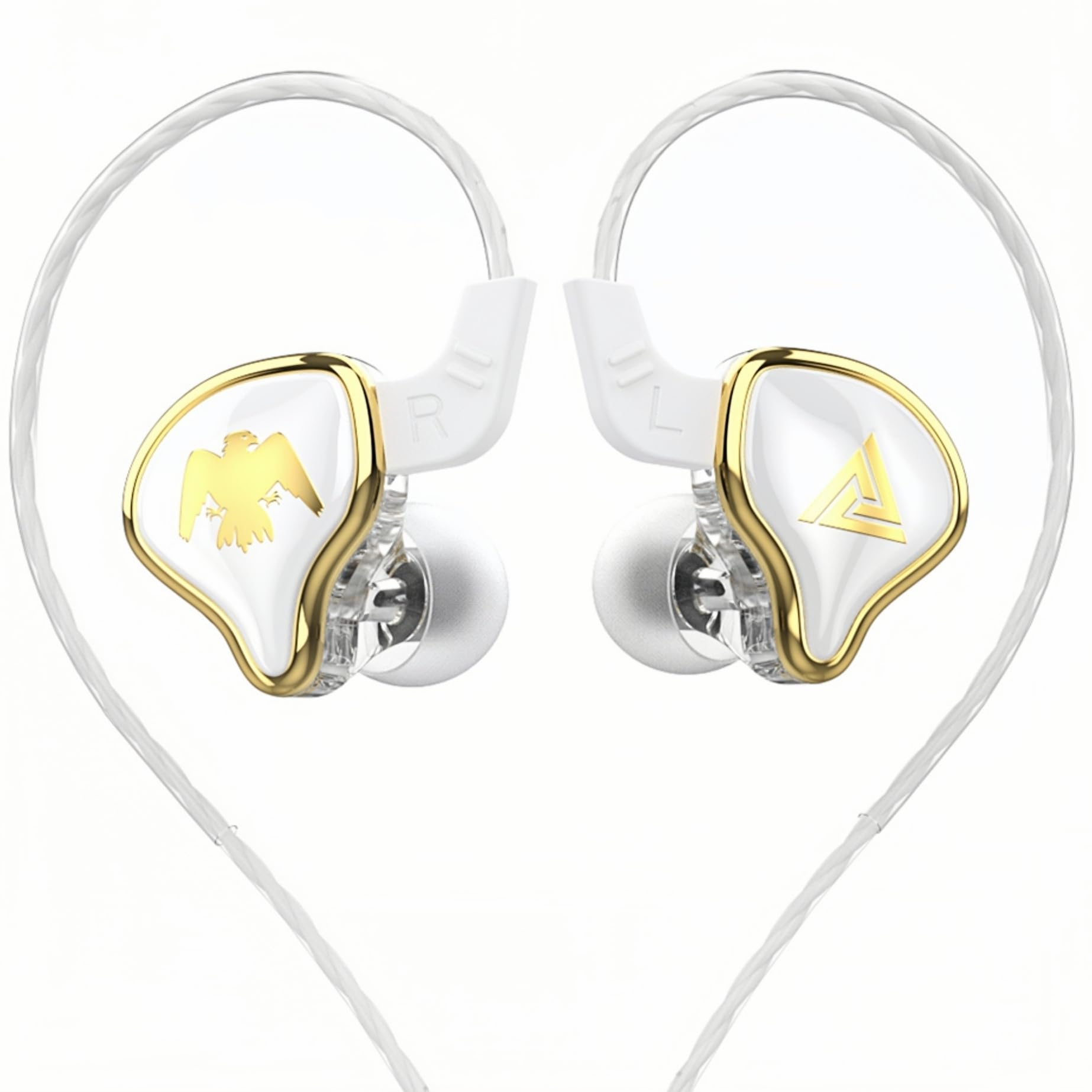 HJX QKZ AK6 ARES HiFi Wired Earbuds with Microphone，IEMs for Gaming Earphones with MIC, in Ear Monitor Headphones,in Ears for Singers Musicians (White