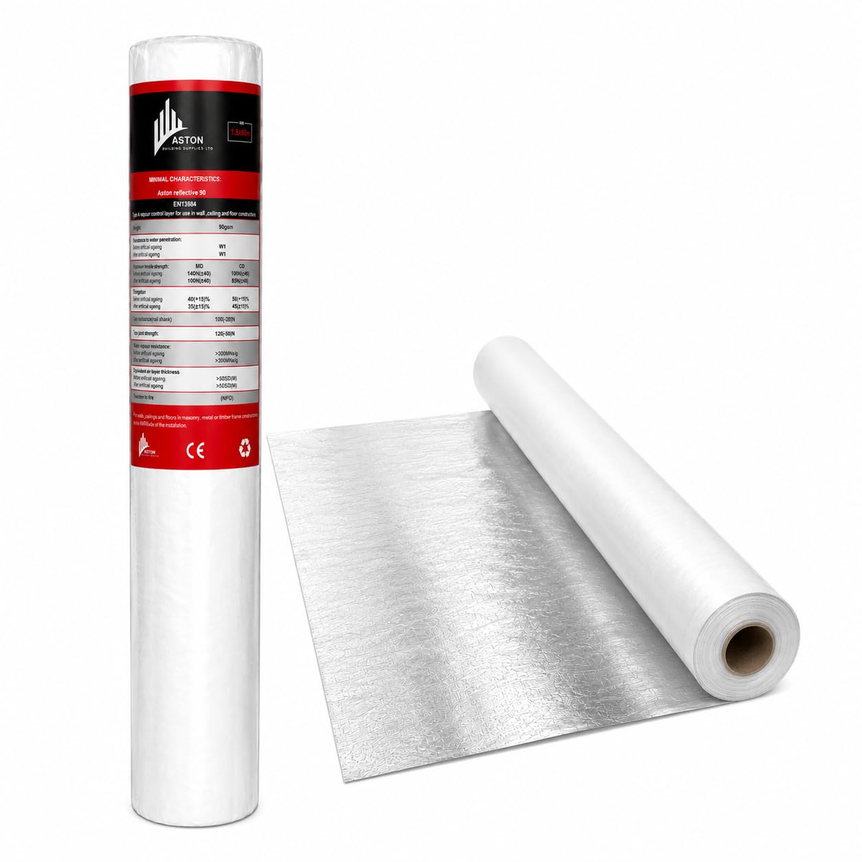 ABS Reflective Vapour Control Layer 1.5m x 50m Reflective Insulation Membrane | Air & Vapour Barrier | Energy Saving Foil Membrane | Roof & Wall Applications