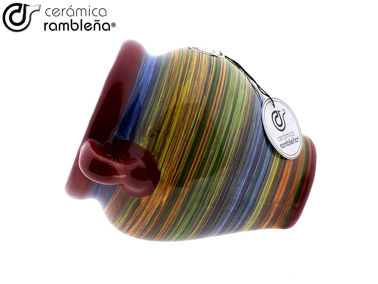 CERÁMICA RAMBLEÑA | Hängetöpfe Orza | Wandtöpfe | Regenbogen Wandtopf - Modell D95 | 100% Handdekoriert | 23x19x23 cm