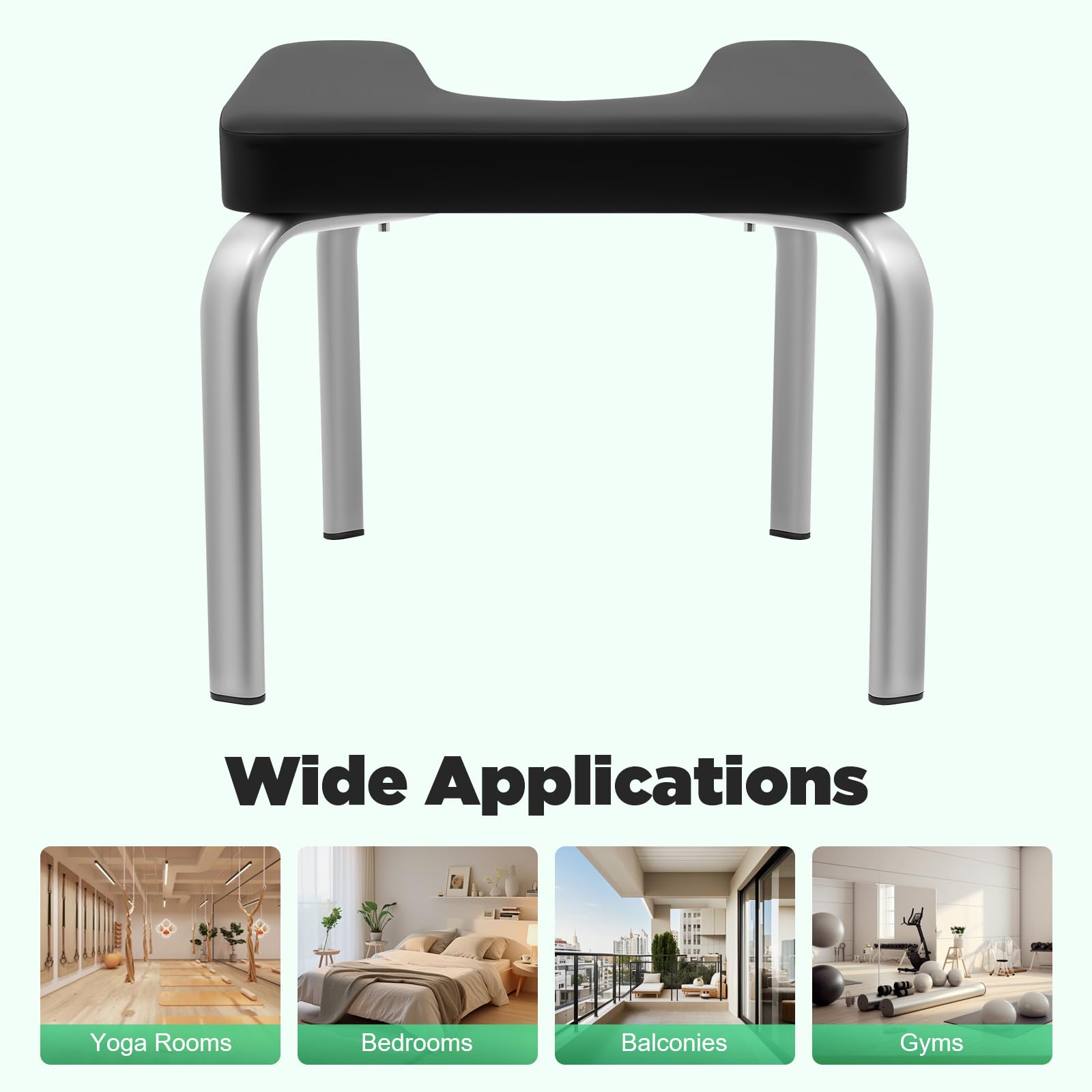 Tabouret de yoga, repose-tête, banc de yoga, banc de fitness, noir, banc de yoga pour salle de gym, assemblage amovible 43 x 42 x 37 cm, charge maximale 200 kg