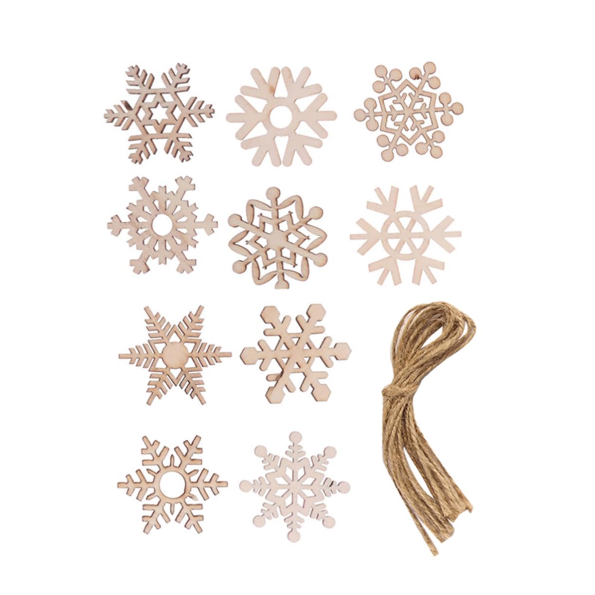 50stücke Holzanhänger Schneeflocke Weihnachten Schneeflocken Anhänger aus Holz Christbaumschmuck Weihnachtsschmuckstück Weihnachtsdeko Schneeflocken-hängedekoration