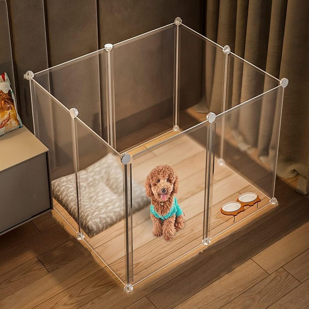 Transparent Dog Fence - Portable & Foldable Pet Playpen, Indoor/Outdoor Use, Extended Plastic Yard Fence for Dogs & Animals (Size: 47x75x75cm)