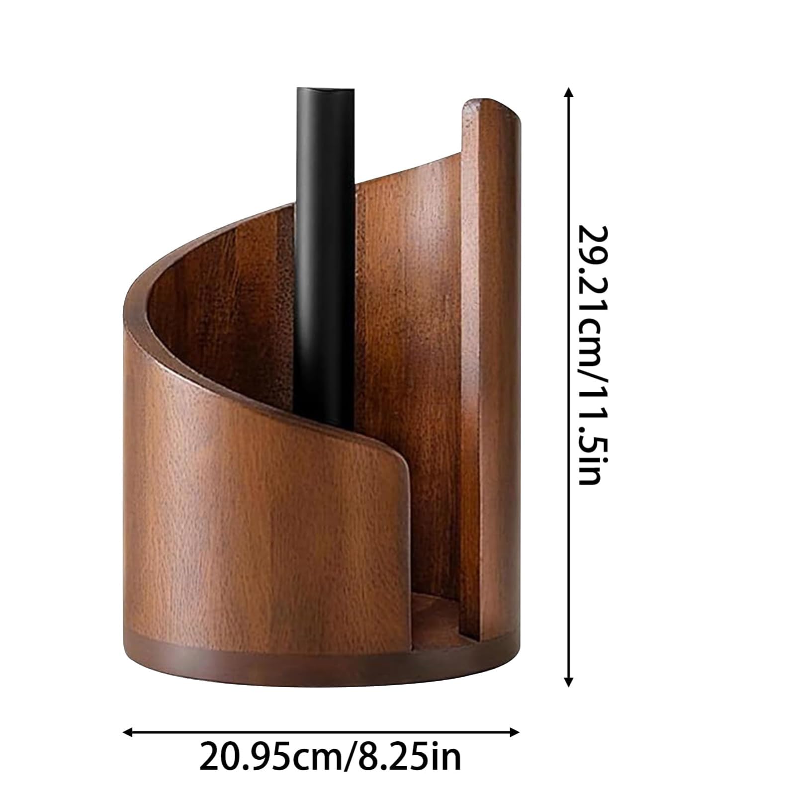 Portarrollos de cocina de madera de pie, portarrollos de papel para cocina, mesa de comedor y decoración del hogar, base redonda y soporte de hierro, fácil de arrancar con una mano para rollos jumbo y
