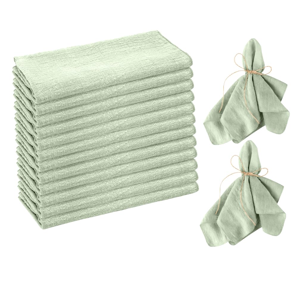 12 sztuk serwetek materiałowych zielonych, 45 x 45 cm serwetki lniane, serwetki bawełniane, serwetki stołowe, zielone serwetki na uroczystości rodzinne, wesela, urodziny
