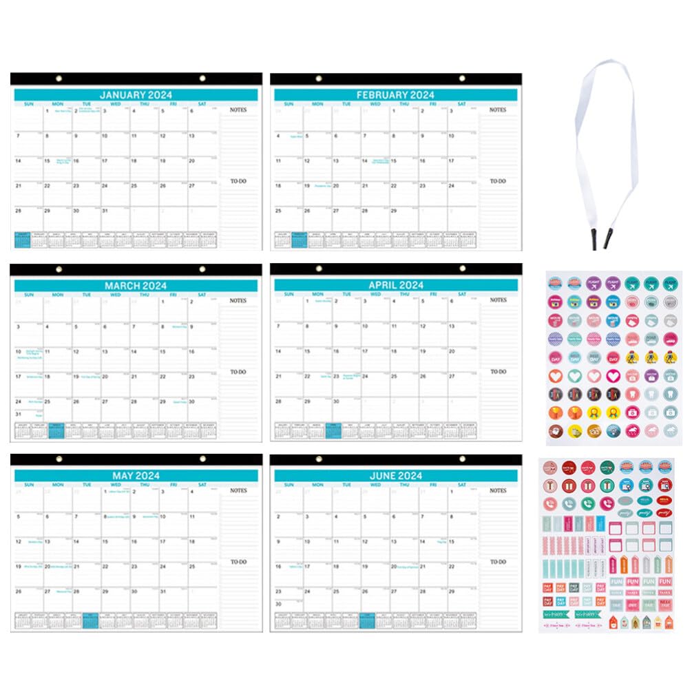 NUOBESTY 1 Set 2024-2025 Wall Calendar Jan. 2024 - Jun. 2025 18 Months Hanging Wall Calendar Monthly Calendar Planner for Home Office