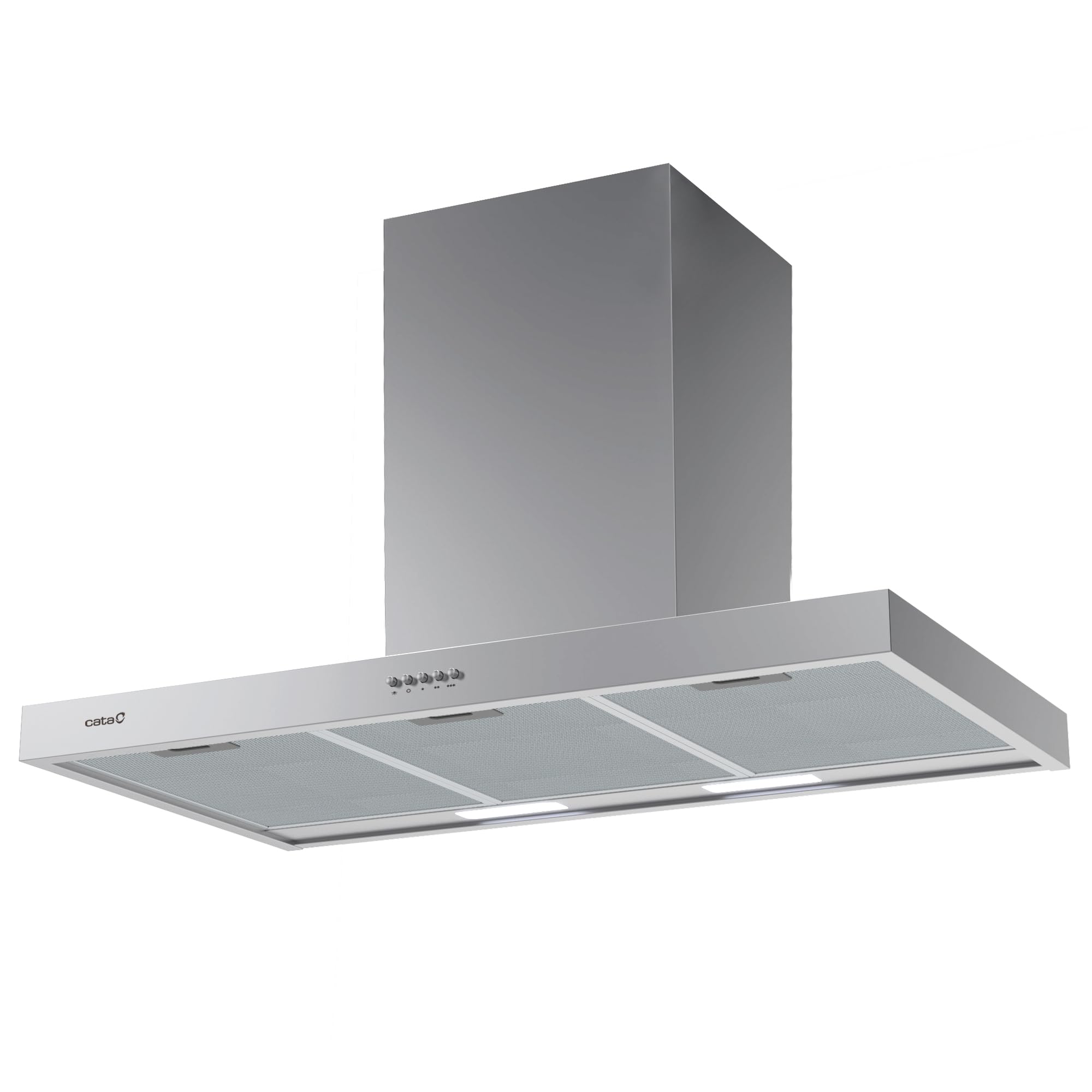 Cata S Plus 9010 X Campana Extractora Decorativa de Pared 90 cm, 637 m³/h, 3 Velocidades, Control Mecánico, Iluminación LED, Filtros Lavables, Motor 270 W, Acero Inoxidable