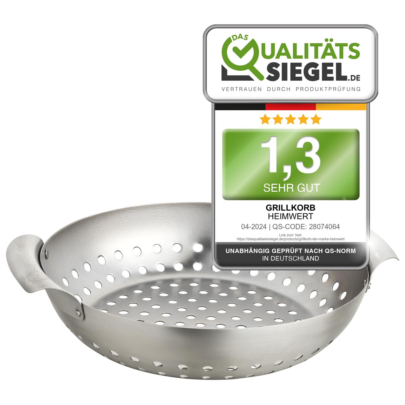 HEIMWERT Hochwertiges Premium Edelstahl Grillkorb 3er Set - Die hochrobusten und universell einsetzbaren Grillschalen - Das Original