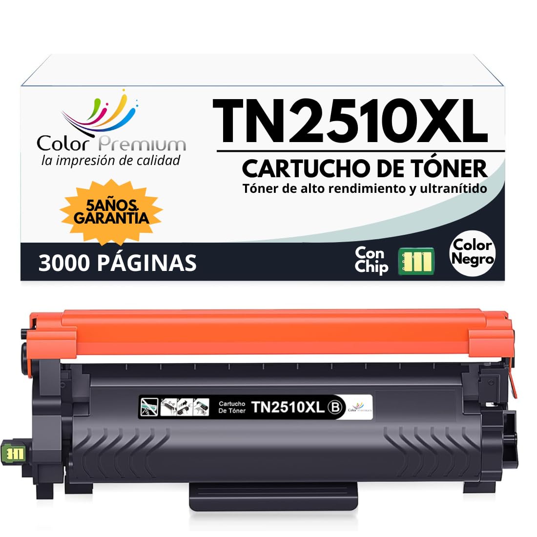 Toner Compatibile Brother TN2510 - Per Stampanti HL-L2400DWE, DCP-L2620DW, MFC-L2860DWE (1 Nero, 1200 Pagine) - Foto 3
