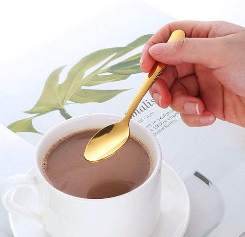 Miniatura 2 de Juego de 12 cucharas de café Demitasse de acero inoxidable, mini cuchara de 4.5 pulgadas, pequeñas cucharas de espresso para café, azúcar, postre,