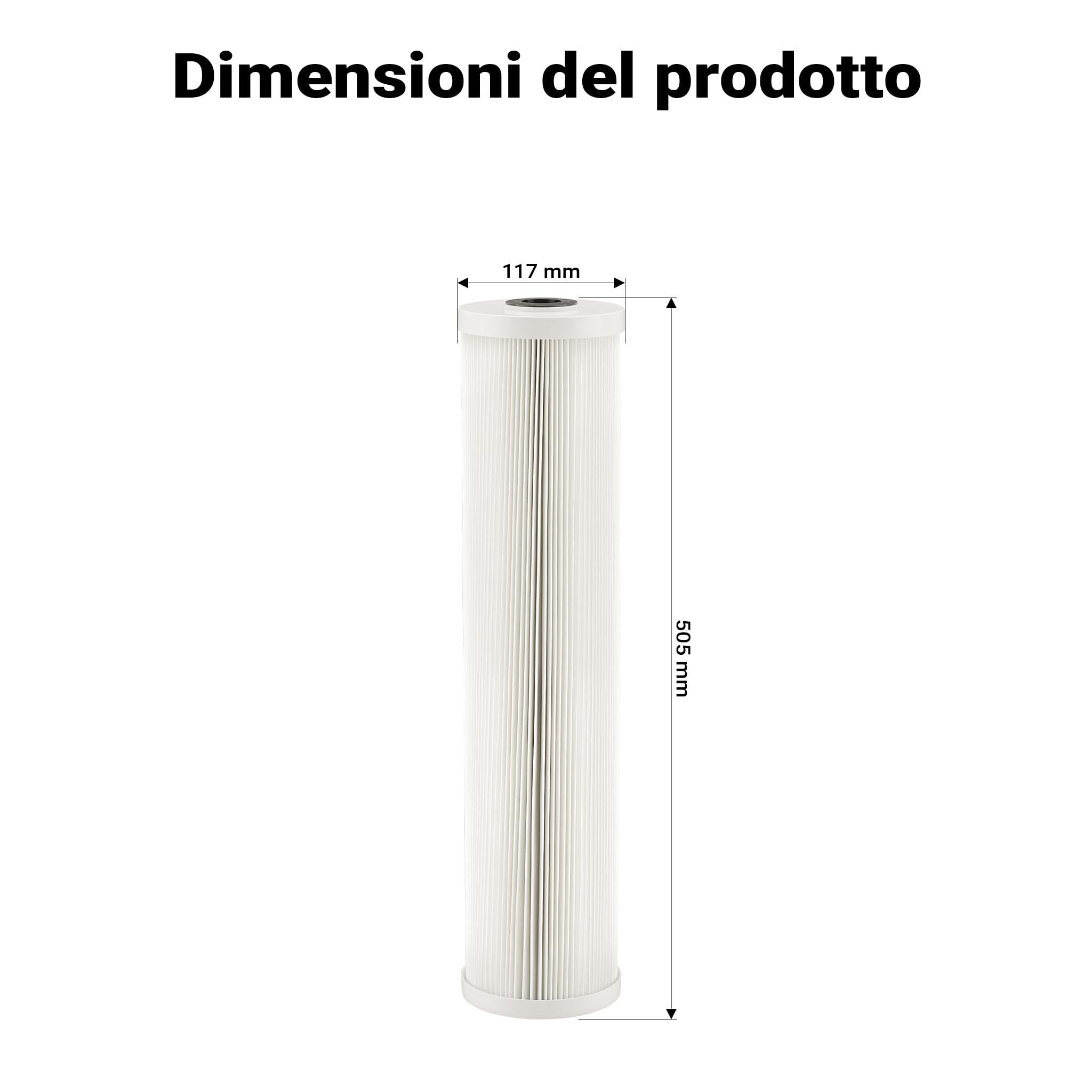 Naturewater Cartuccia filtrante a pieghe 20'', filtro a cartuccia, filtrazione dell'acqua potabile, filtraggio acqua domestica