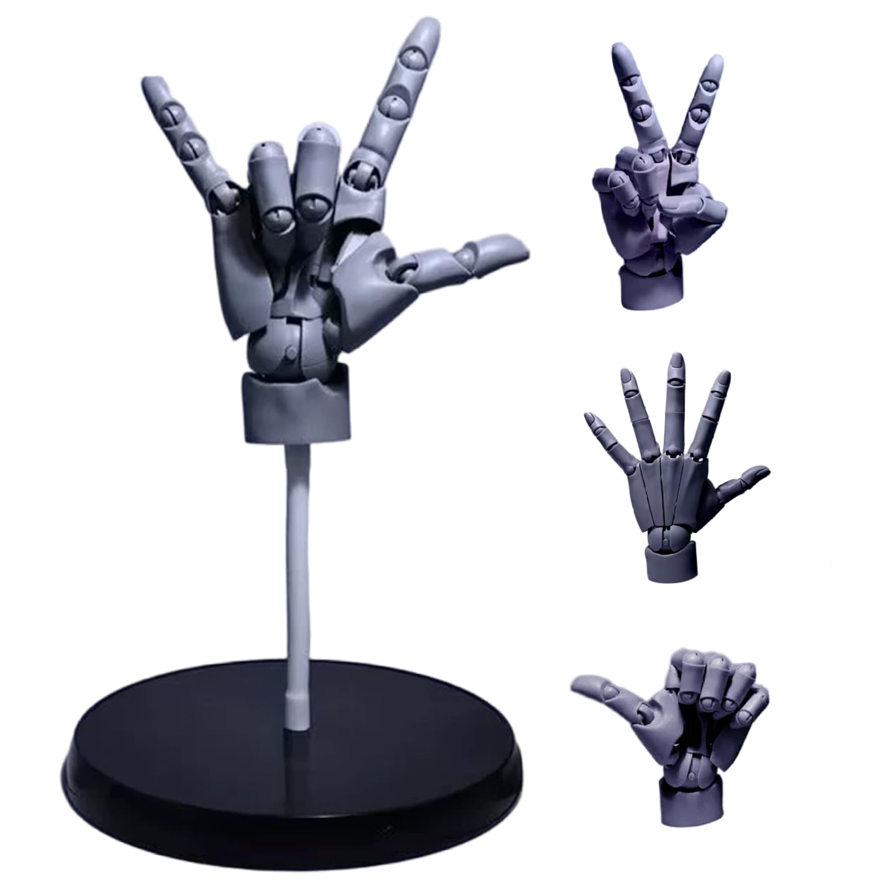 Lot de 2 modèles de main articulée 1:1 pour dessiner des mains de mannequin articulées avec base pour dessin, peinture, croquis, 36,1 cm (droite + gauche)
