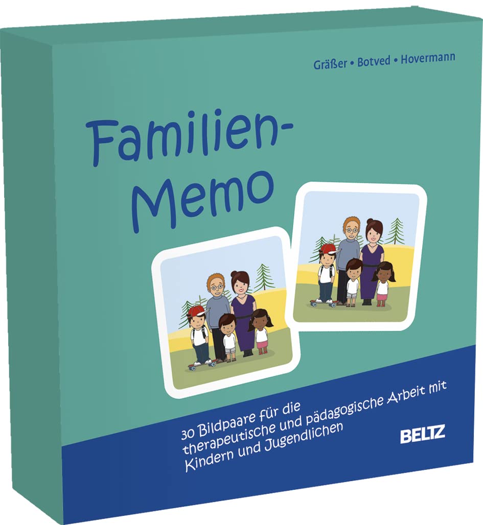 Familien-Memo: 30 Bildpaare für die therapeutische und pädagogische Arbeit mit Kindern und Jugendlichen. Mit 16-seitigem Booklet in stabiler Box, Kartenformat 6,5 x 6,5 cm.