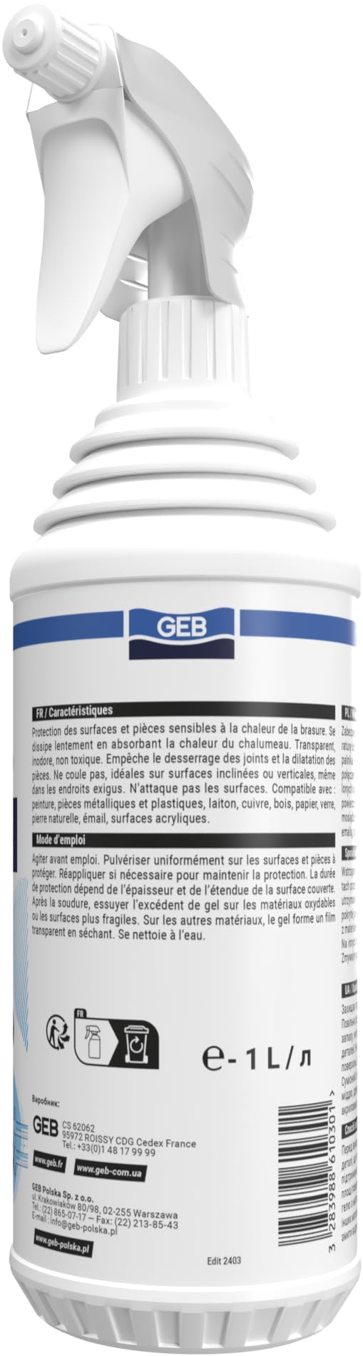 GEB Thermostop gel de protection thermique lors des soudures, Translucide,1 L