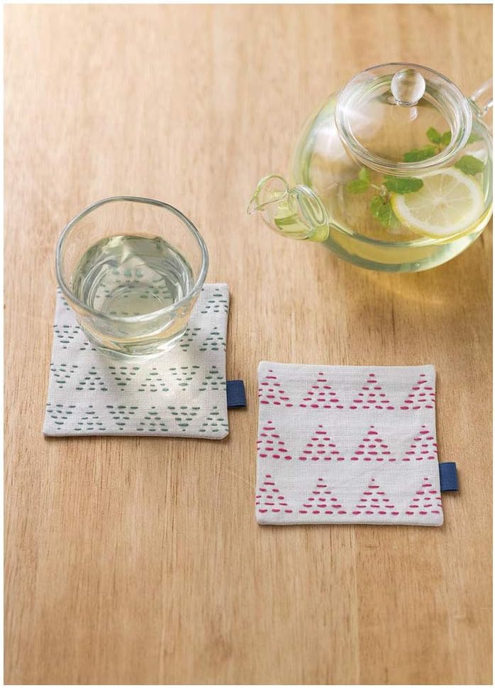 Lecien CSK98951 CSK98951 Embroidery Kit, Pair of Sashiko Coasters Approx. 3.9 x 3.9 inches (10 x 10 cm)