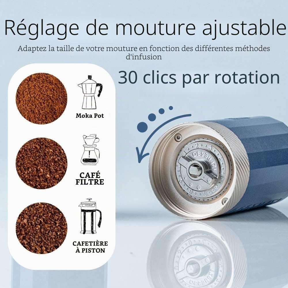 1Zpresso Q Air Moulin à Café Manuel - Noir - Assemblage heptagonal en acier inoxydable, meule conique, boîtier en plastique, léger, format voyage, réglage numérique ajustable, démontage sans tracas
