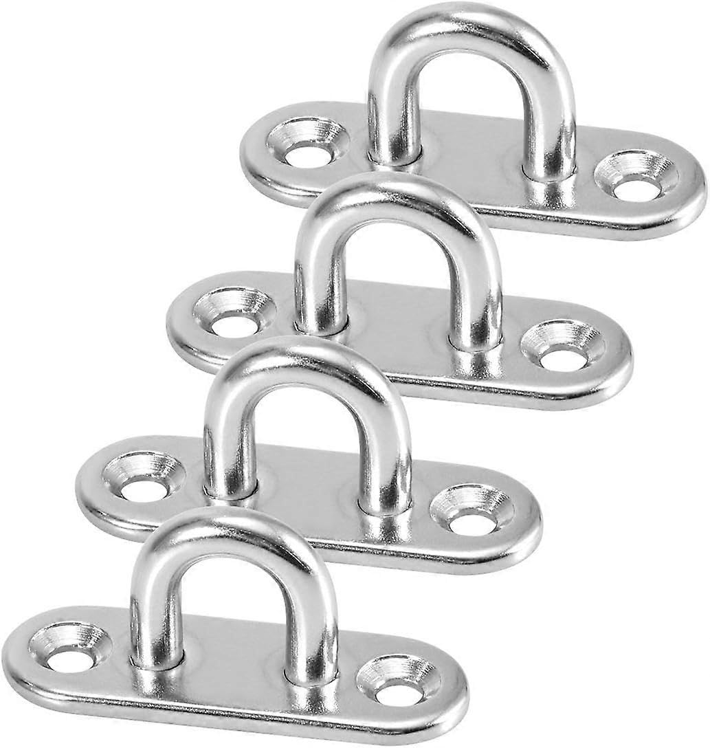 Joyhappst Image Color 4Pcs Screw-In Wall Hook U-Shaped Stainless Steel Screw-In Hook, Stainless Steel Eye Plate