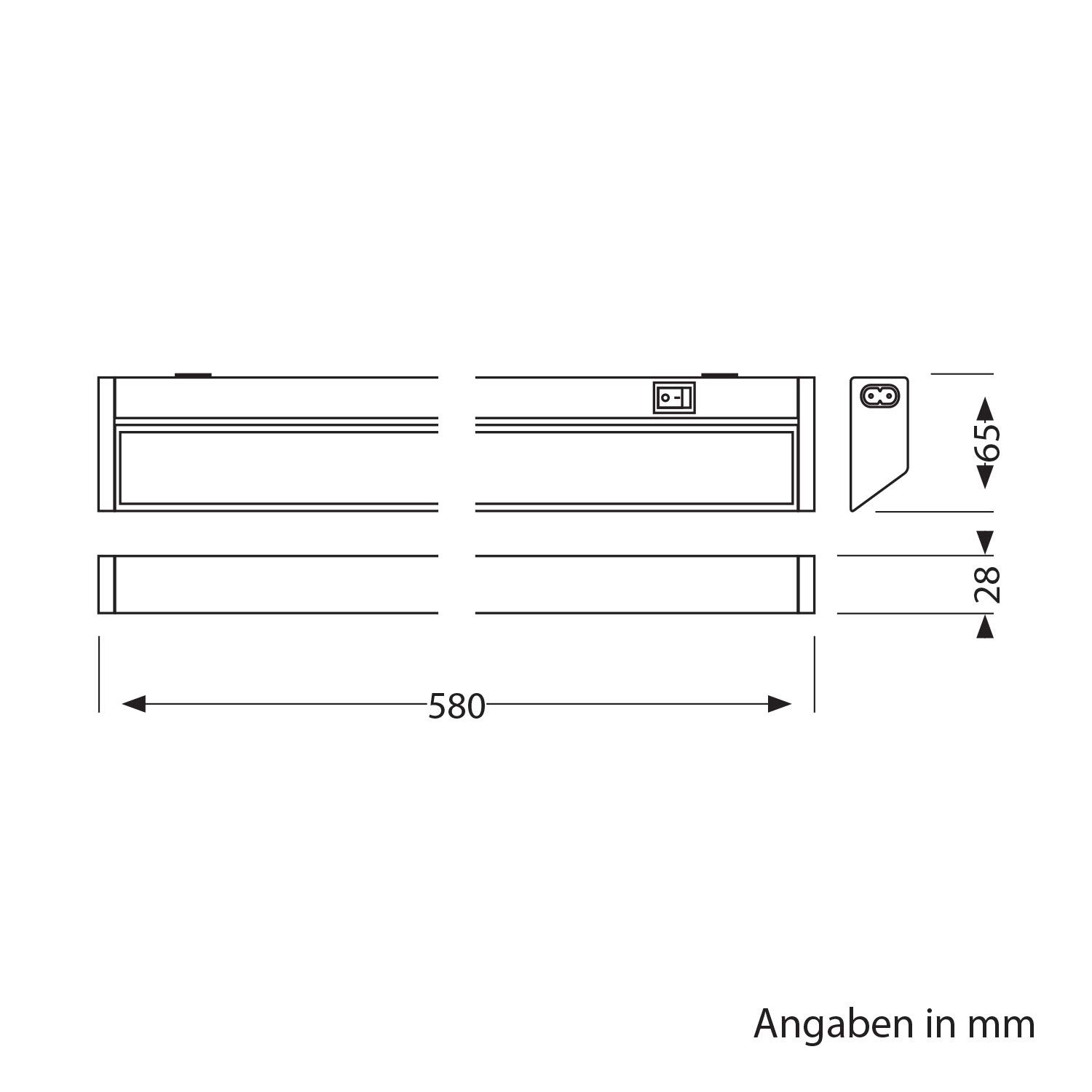 ledscom.de Lumière LED sous le comptoir LIWO 58cm, avec câble de raccordement, orientable, 1080lm, blanc