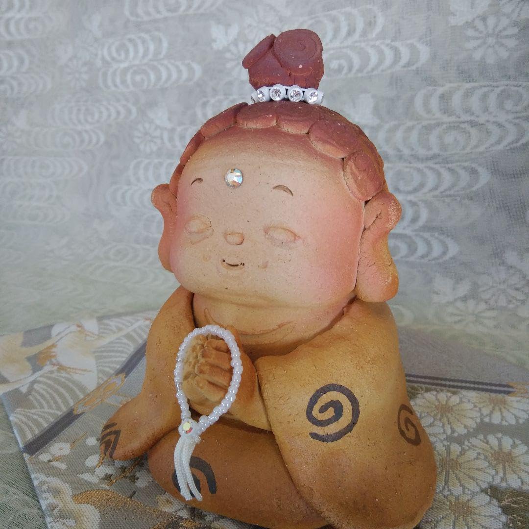 Amazon.co.jp: 地蔵 お地蔵さん 観音様 えくぼ しあわせ 陶人形 置物