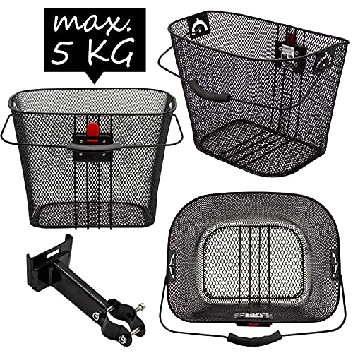 Rolektro Abnehmbarer 15L Fahrradkorb vorne Vorderradkorb One-klick Halterung Scooter-Korb Schwarz