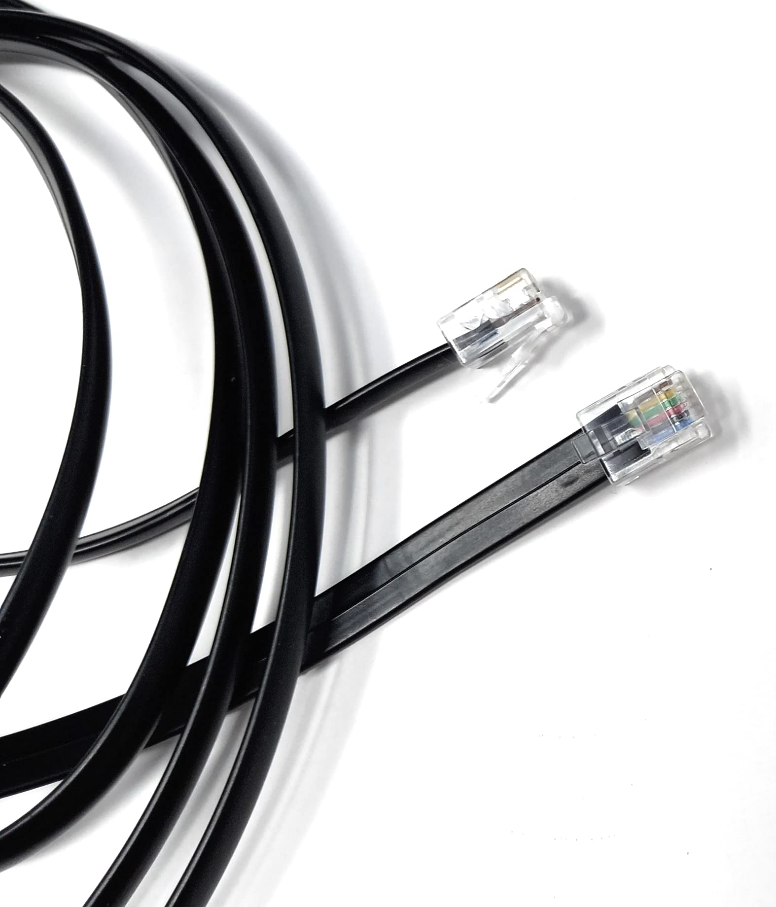 DRUT 2m FLAT RJ12 to RJ12 6P6C Cable Lead Plug to Plug RJ11 with 6 pin Wire 6.5ft Black, 2 meters - Image 4