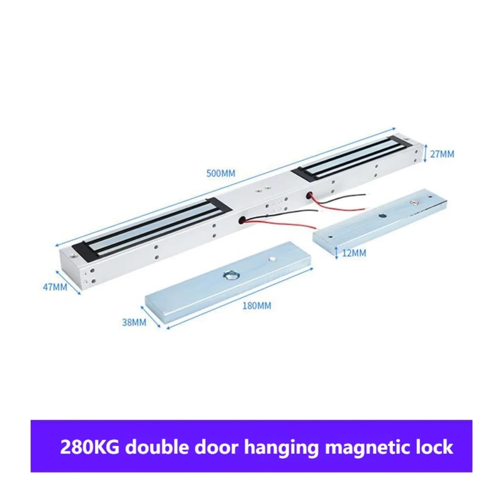 Wiszący zamek magnetyczny z podwójnymi drzwiami, 2 przewody, 5 drutów, wiszący zamek elektromagnetyczny, kontrola dostępu, zamek magnetyczny