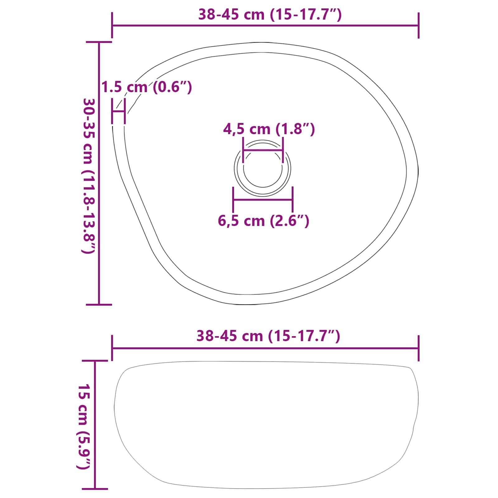 vidaXL Basin in pietra fluviale Grigio chiaro 45 x 35 x 15 cm, Lavabo ovale elegante, moderno, grigio chiaro lucidato, design unico, drenaggio efficiente, durevole