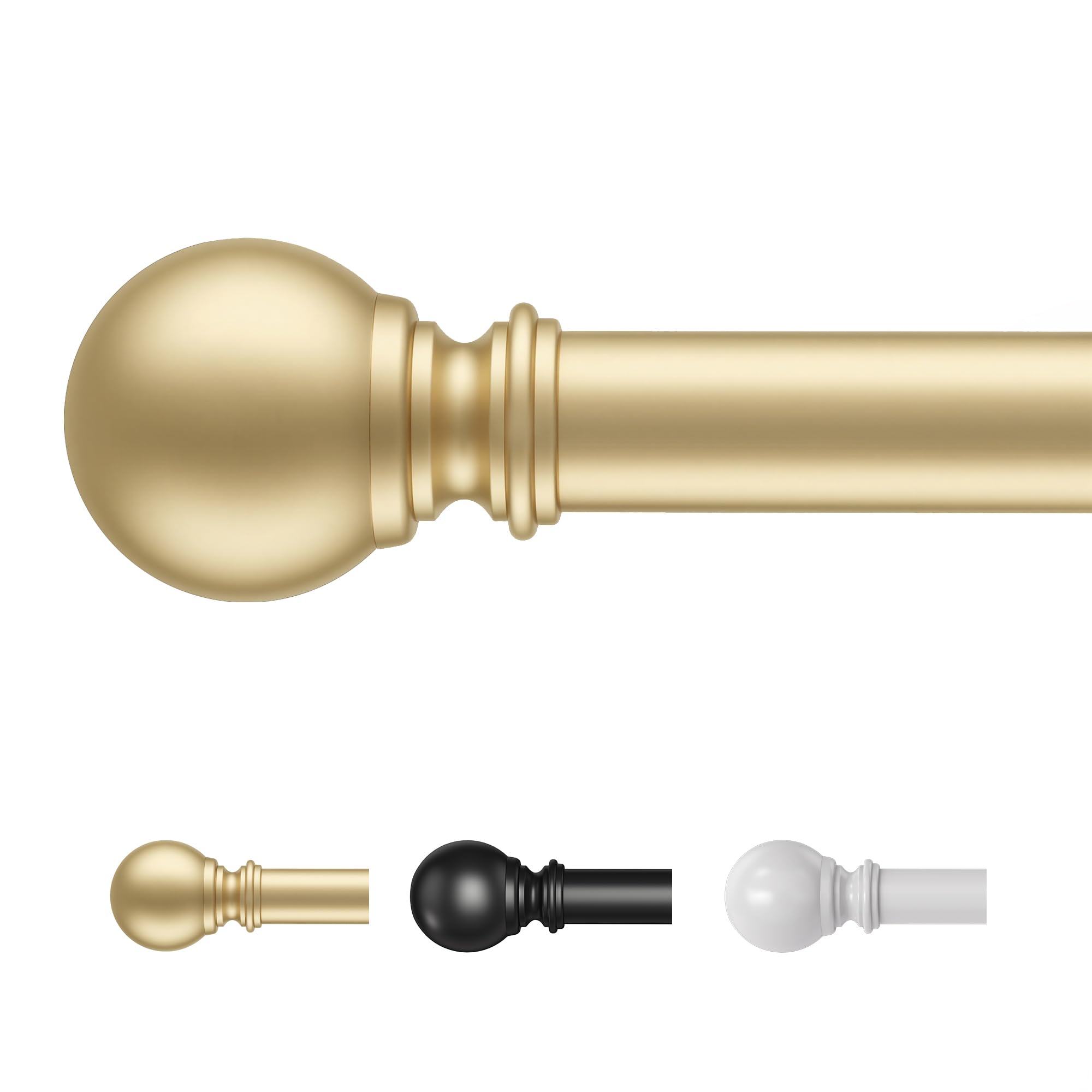 Time Forest Gold Curtain Poles 76 To 305Cm, 16Mm Diameter Thin Curtain Pole For Light And Medium Weight Curtains Metal Adjustable Curtain Rod For Eyelet Curtains For Windows Door