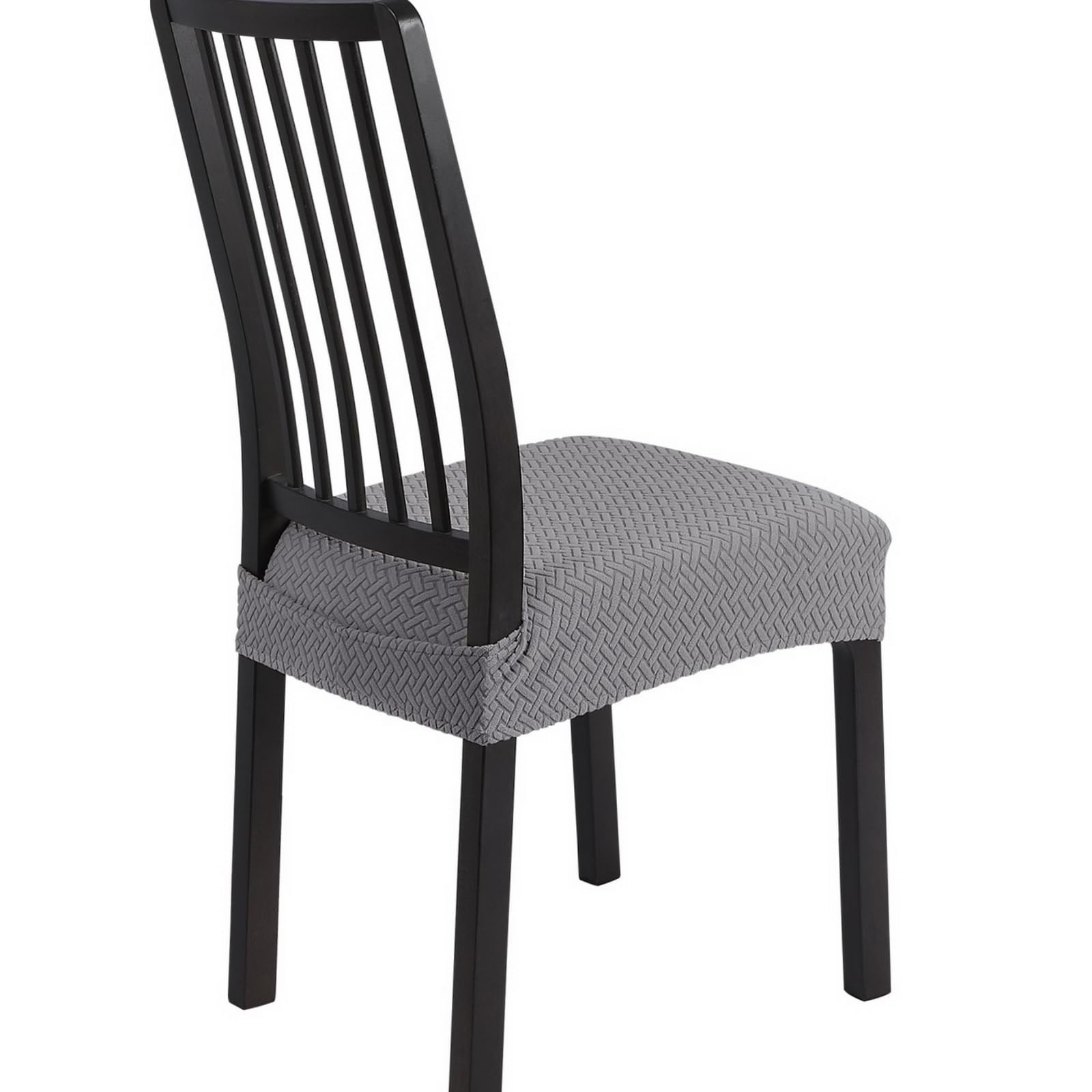 SearchI Dining Chair Seat Covers Set of 4, Rear Covered, Twill Grey