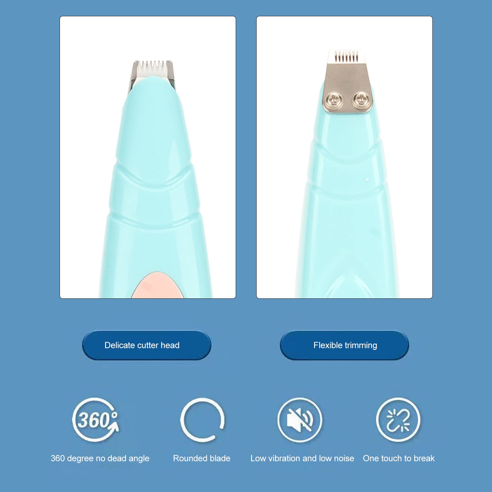 Gavigain Dog Clippers Professional Safe Electric Rechargeable PET Trimmer for Dogs Cats (Blue)