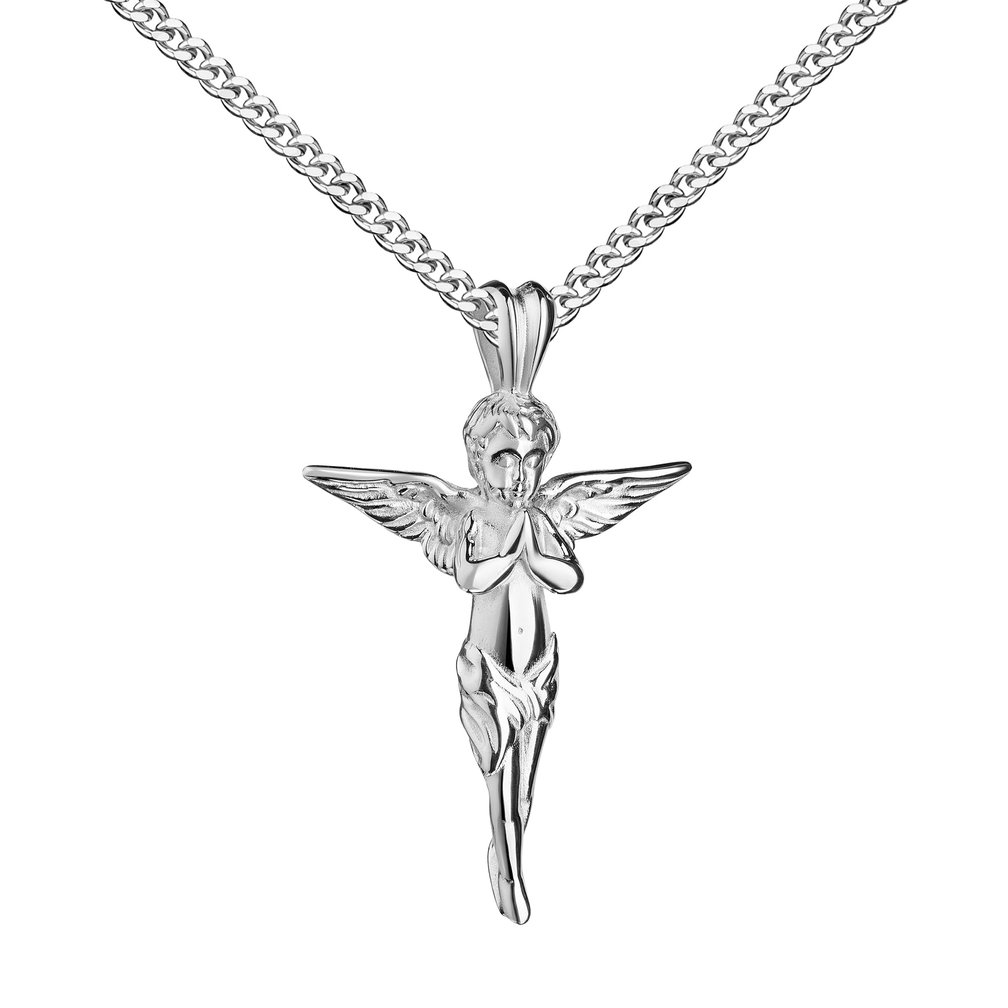 Schutzengel Kreuz 925 Silber mit Kette oder ohne Kette wählbar + Schmuck-Etui + Echtheitszertifikat
