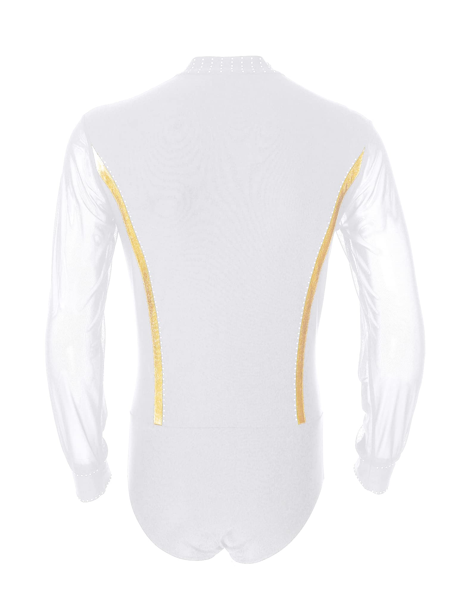 Maillot de Danza Ballet para Hombre Manga Larga Camisa de Baile Latino Cuello V Clásico Body Leotardo ​de Danza Tango Samba Salsa Elástico