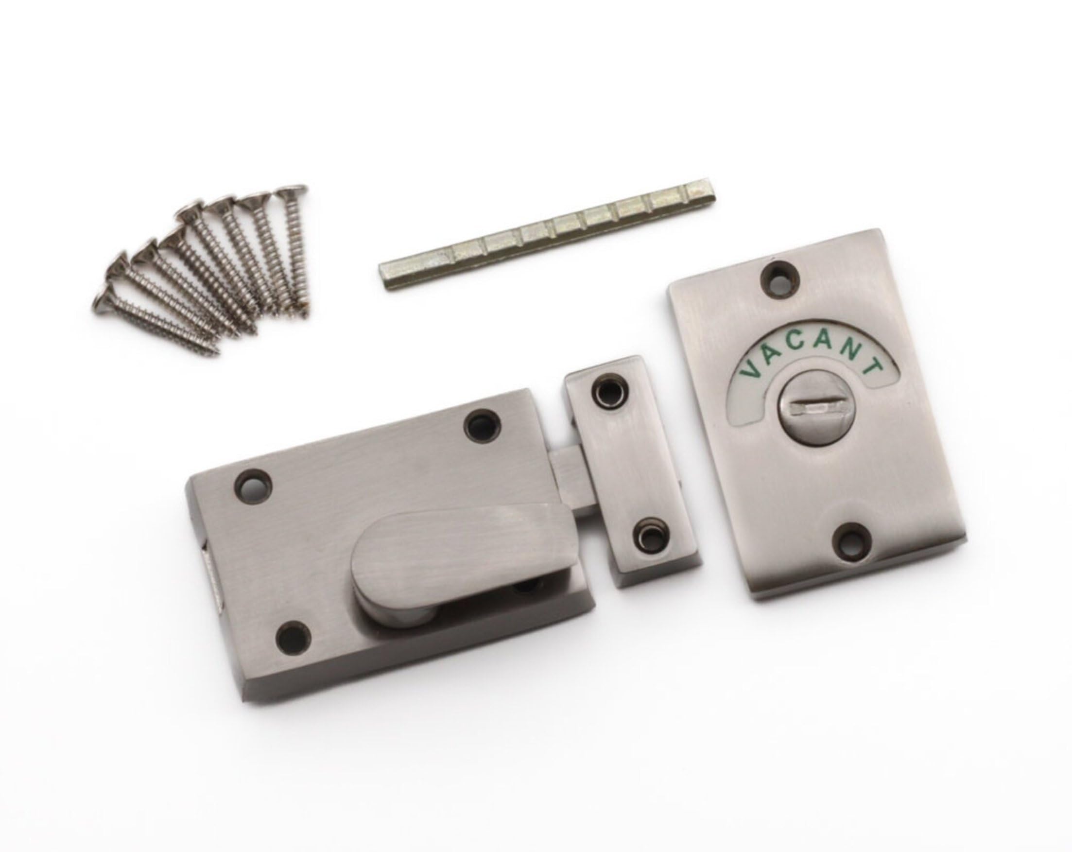 Satin Chrome Vacant/Engaged Indicator Bolt – Toilet Door Lock with Thumb Turn for Bathroom, Restroom or Partition Doors (Pack of 1)