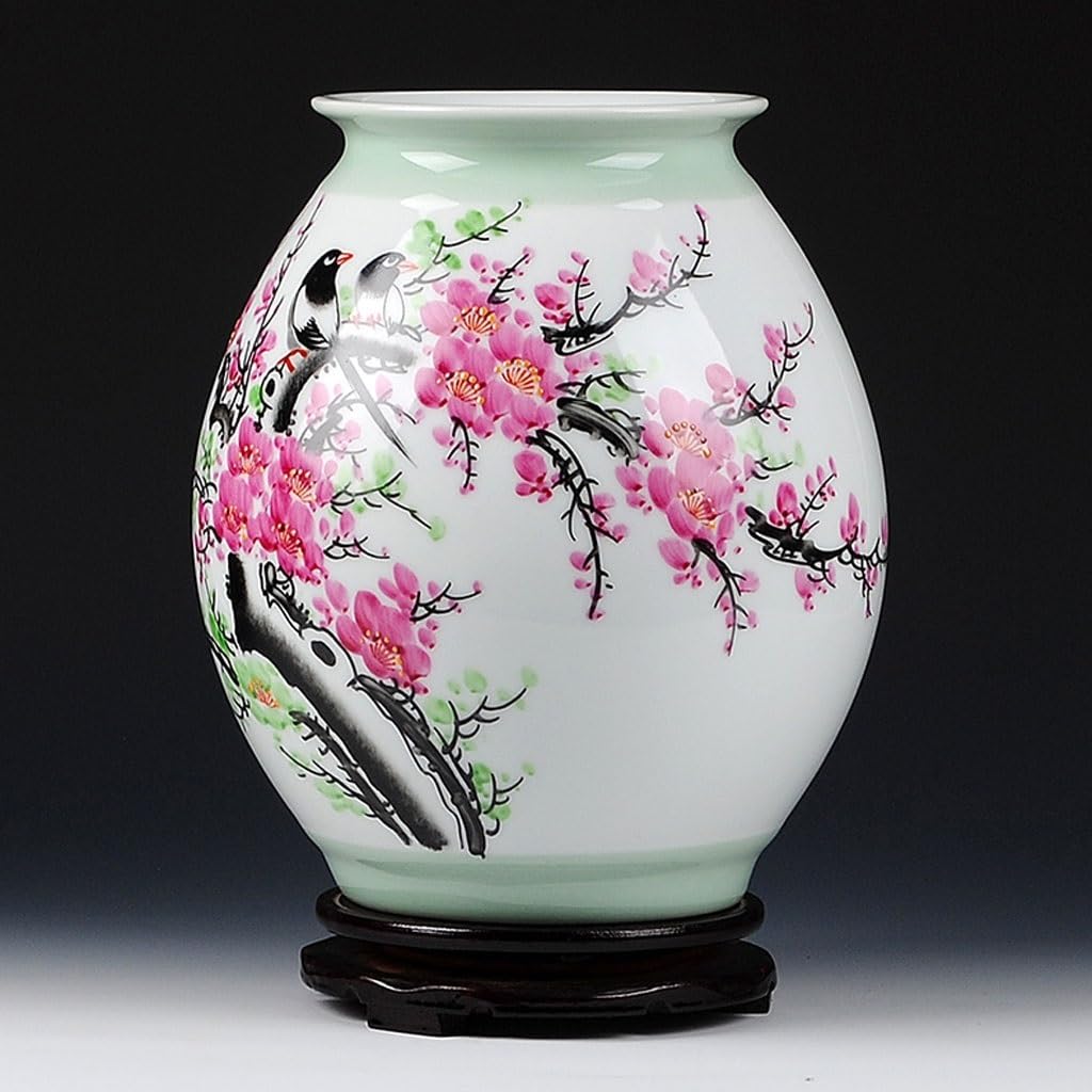 Vase à Fleurs Moderne Chinois céramique Ornement Peint à la Main Heureux sourcil Vase Maison Salon Fleur Arrangement décoration