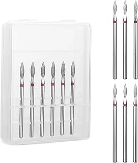 Lusofie 6Pcs Flame Nail Drill Bits Set, Cuticle Drill Bit 3/32 Diamond Carbide Cuticle Remover Drill Bits for Nails Professional Cuticle Clean Nail Drill Bit Remove Cuticle Dead Skin Cleaner Tool