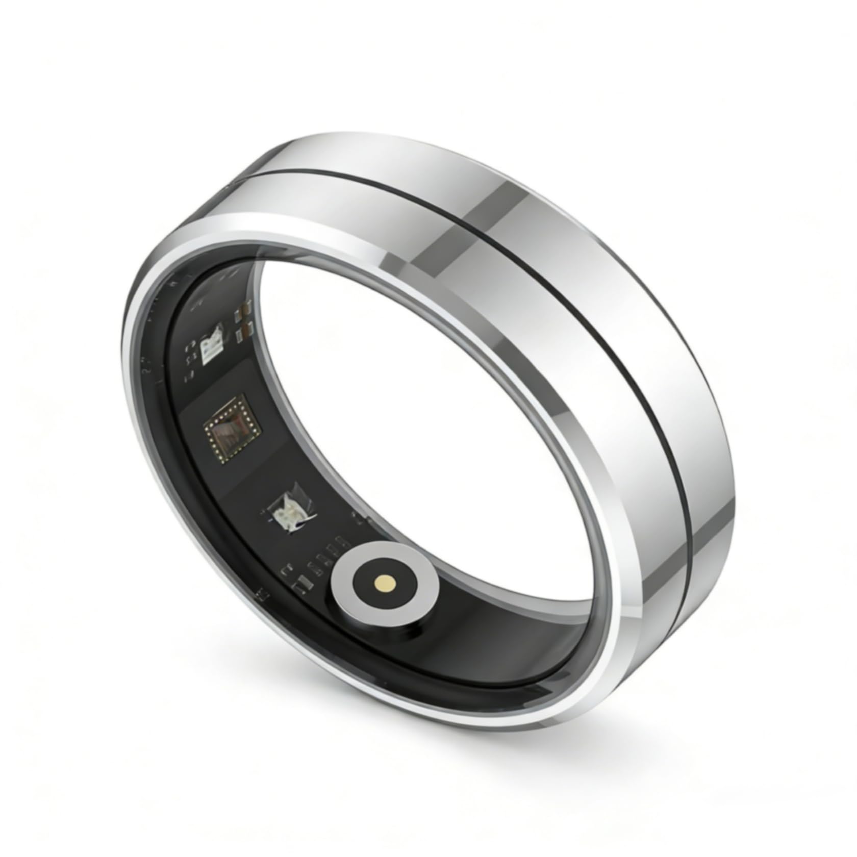 Smart Health Ring Fitness Tracker for Men Women, Sleep, Stress &amp; Activity Monitoring, IP68 Waterproof, Long Lasting Battery, No Subscription Fees, Compatible with iOS &amp; Android, Platinum 8