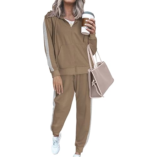Chigant Women's Tracksuit Set 2 Pieces Sweatsuits Outfits Full Zip Hoodie and Sweatpant Set Sportswear Jogging Suit