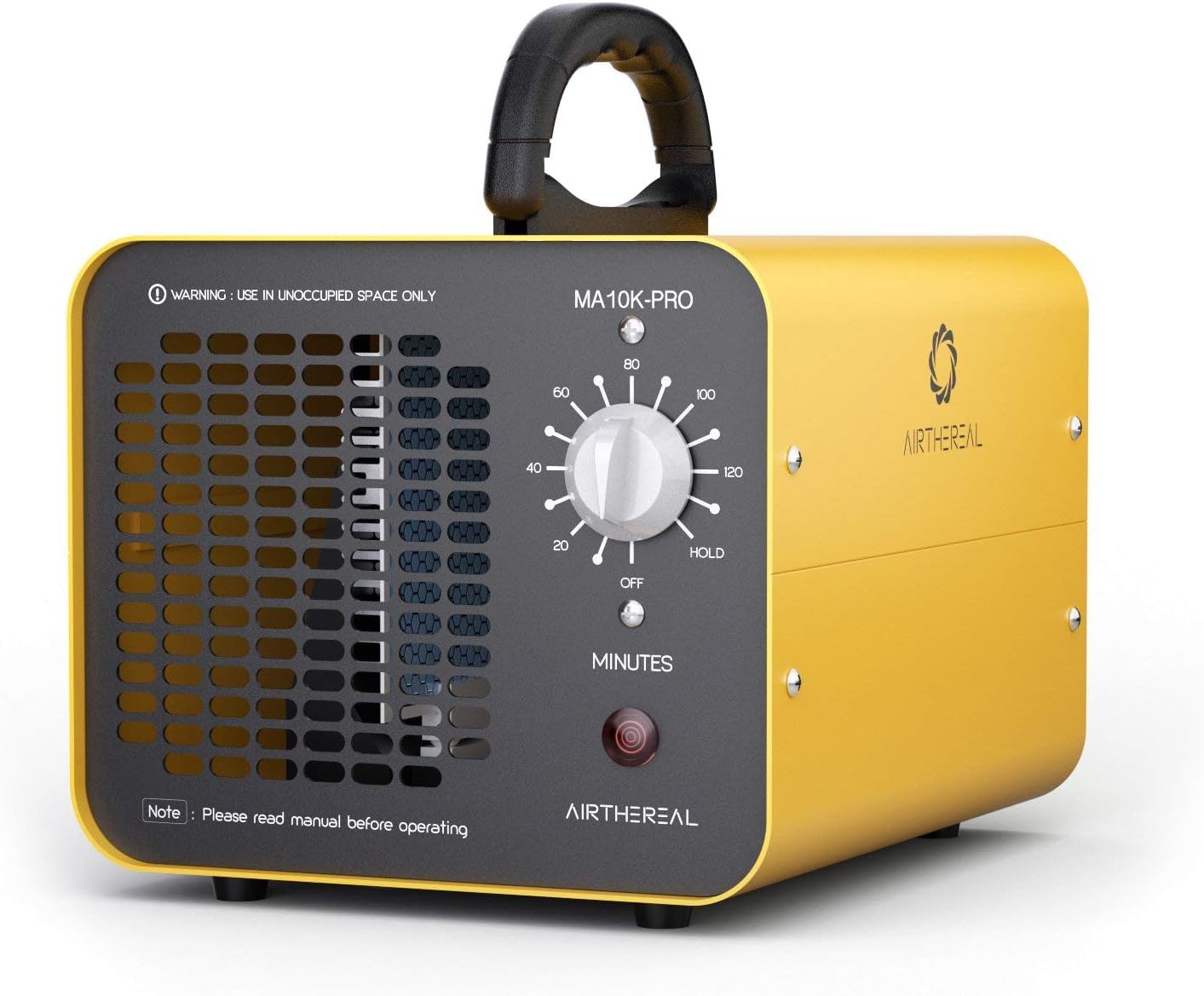 AIRTHEREAL MA10K-PRO Industrieller Ozongenerator 10.000mg/h – Professioneller O3 Geruchskiller mit Timer – Ozongerät für Keller, Auto, Rauch & Renovierung – Gelb
