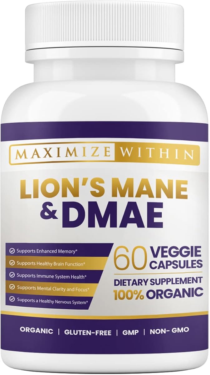 Maximum Slim Maximum Slim Lion's Mane & DMAE Capsules: Enhance Memory, Boost Mental Clarity, and Sharpen Focus - 60 Capsules for Maximum Cognitive Support