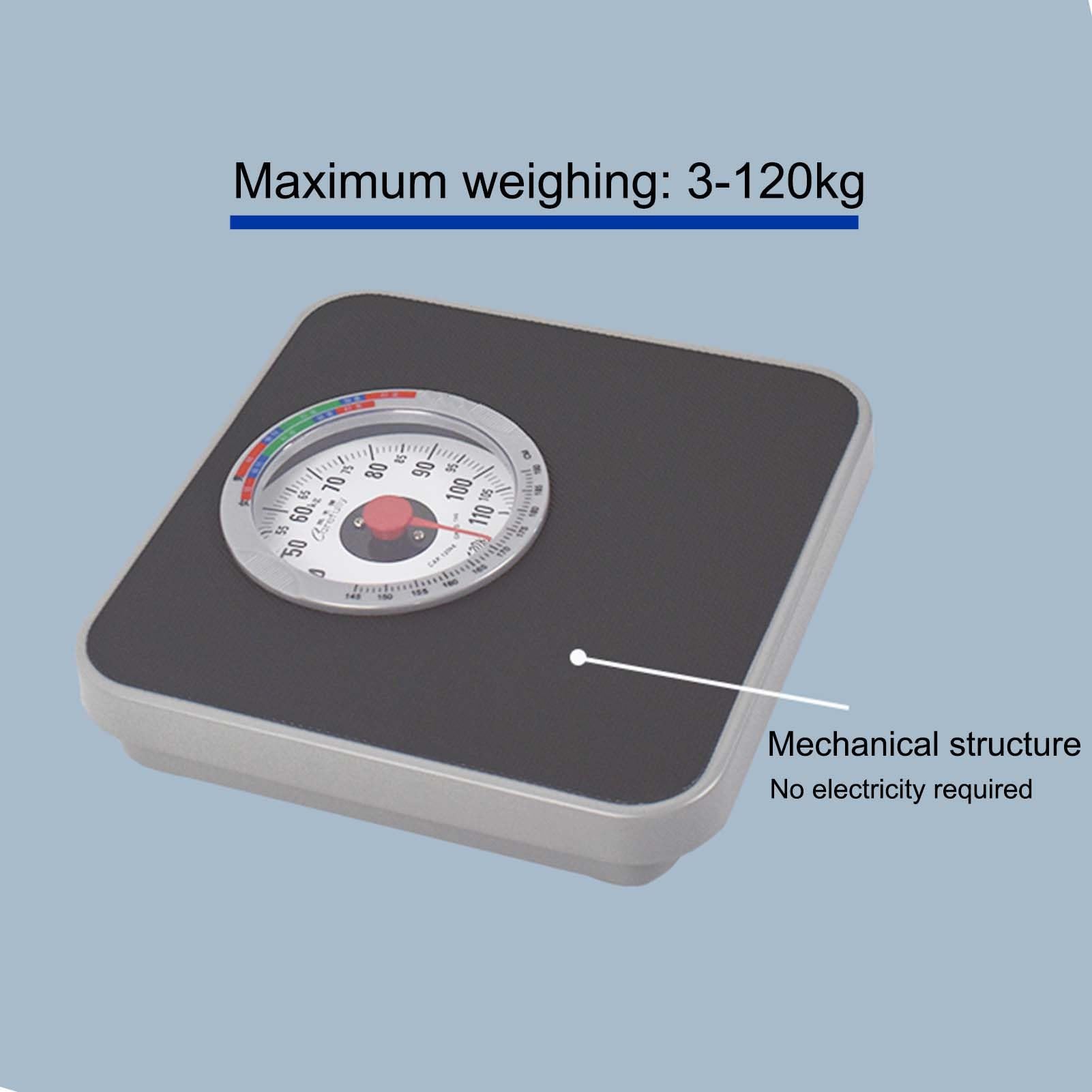 Balance Mécanique, Pèse-personne Mécanique, Capacité Max 120kg, Corps En Acier, Cadran Facile À Lire Avec Aiguille Rotative, Pour La Maison L'école L'hôpital