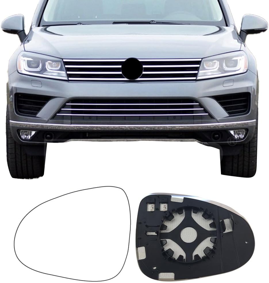 Driver Side Mirror Replacement Glass for Volkswagen VW Touareg 2011-2017,Backing Plate Power Heated Left Side View Mirror Glass for Volkswagen VW Touareg 2011 2012 2013 2014 2015 2016 2017