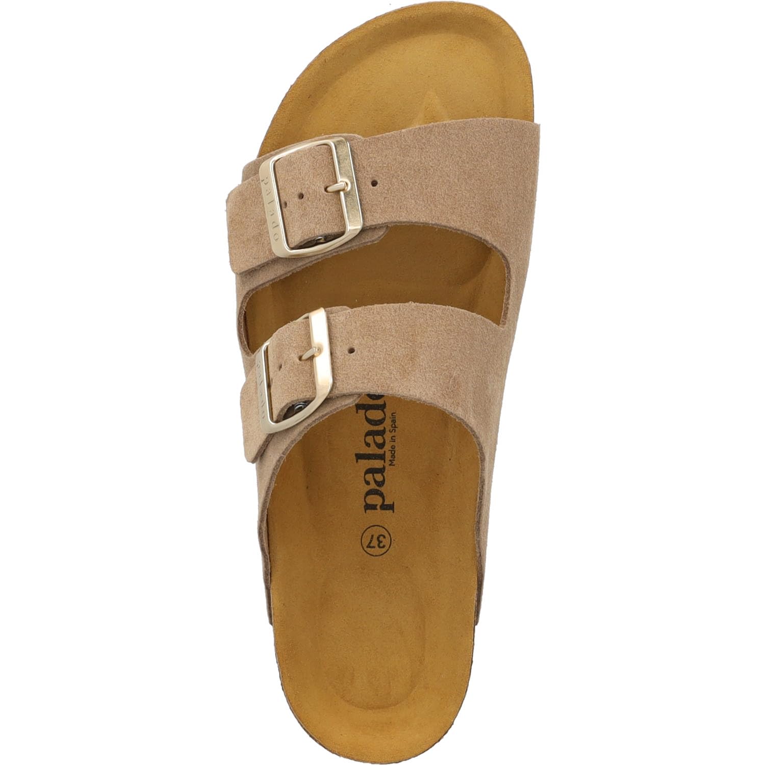 Palado Pantoletten Damen Korfu Suede Premium Leather - bequeme Sandalen Made in Spain - Hausschuhe mit Kork-Fußbett - modische Sommerschuhe