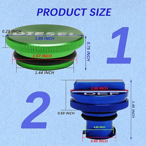 Miniatura 2 de WINUERK 2 tapas de combustible diesel, cubierta de cuello de llenado de combustible, tapa de tanque de combustible diésel de aluminio, tapa de