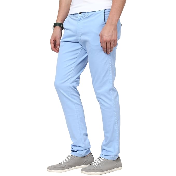 Jeans Sky Blue Cotton Slim Fit Trousers 