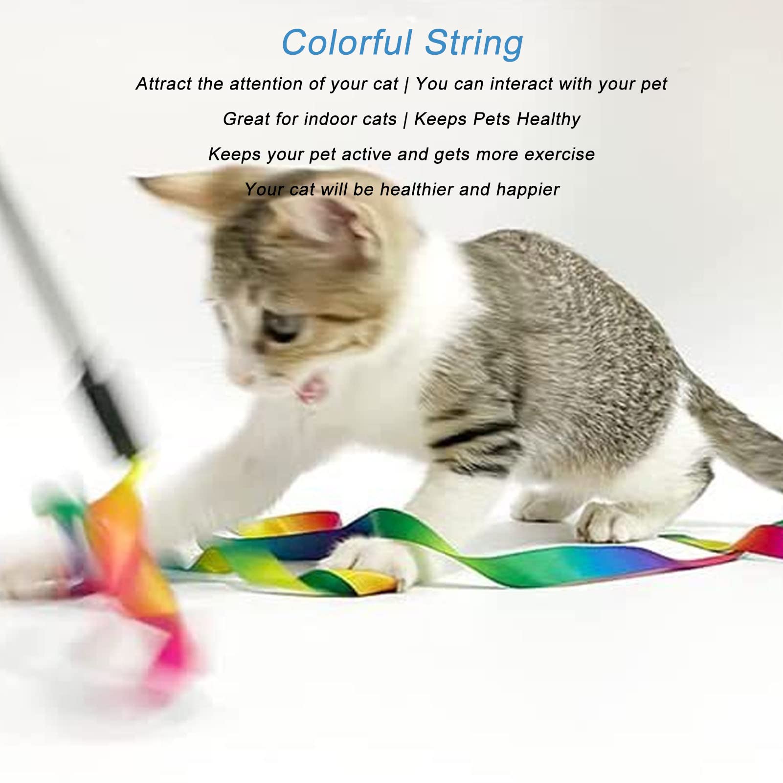 EASTLION Cat Feather Sucker Toy met bel,Interactieve Kitten Grappige Teaser Wand,Indoor Kitty Stick Toy,Pet Activity Chaser Toy voor het spelen van training Oefening
